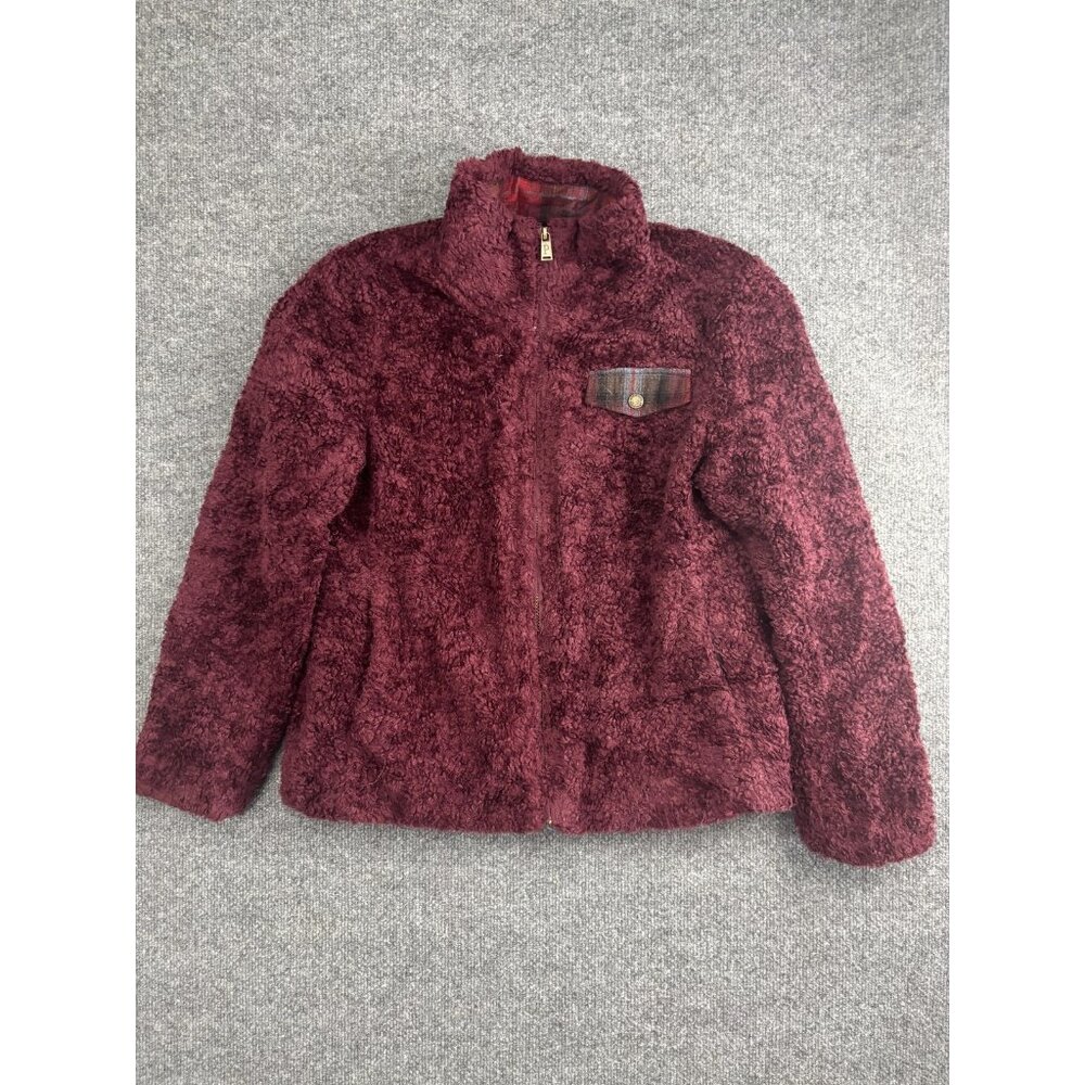 Pendleton Jacket Womens Small Sherpa Fleece Plaid Accent Pocket Warm Cozy
